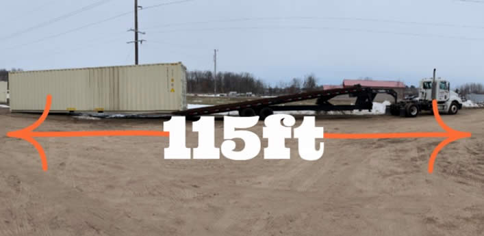 Semi and Trailer Length 115ft